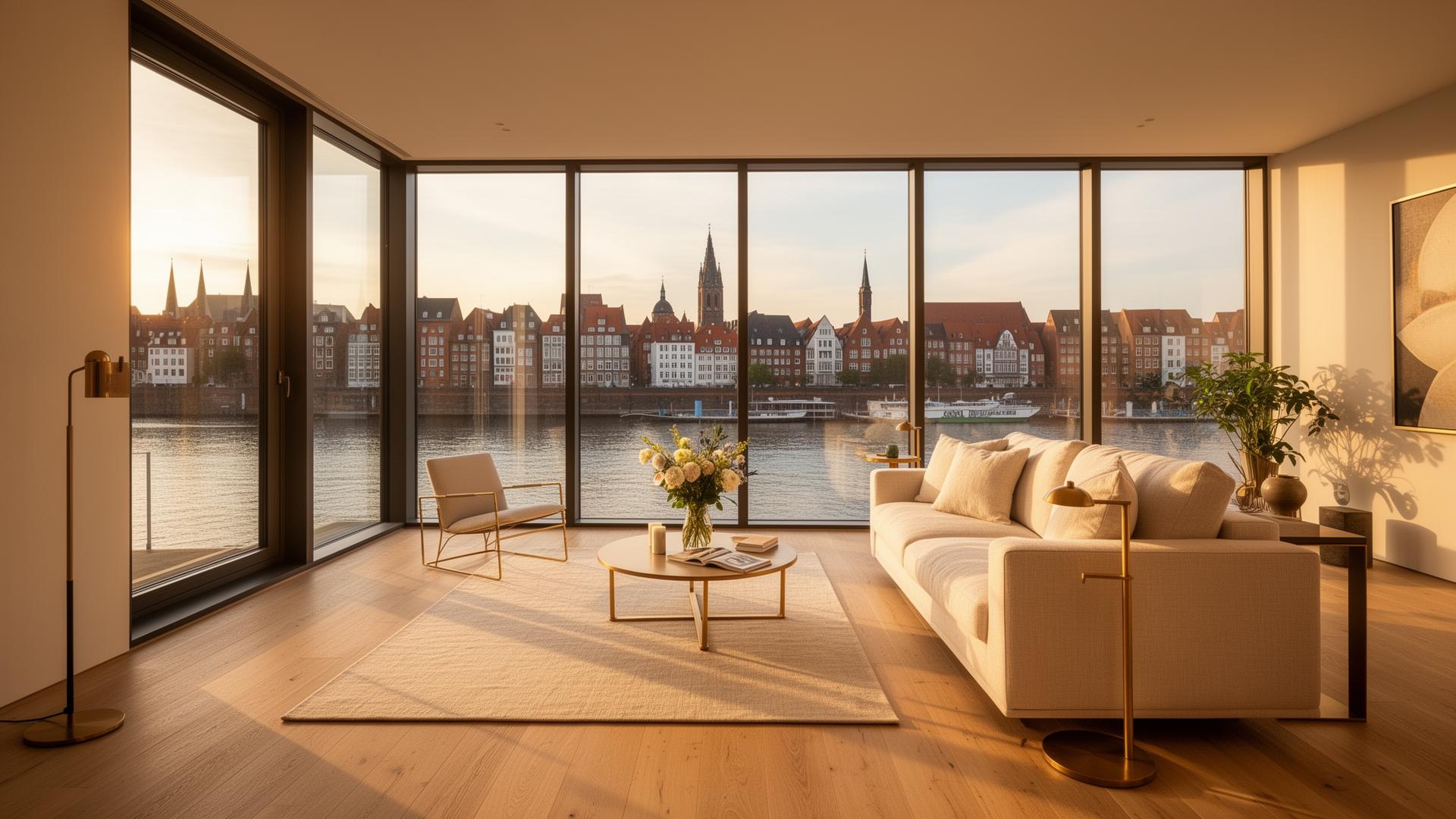 Premium Apartment in Bremen mit Blick auf die Weser und die historische Altstadt